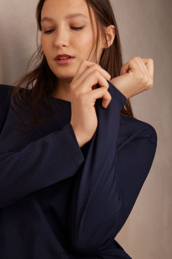 top oversize de algodón supima de manga larga Intimissimi mujer 1467-azul intenso V806B81321 vestir