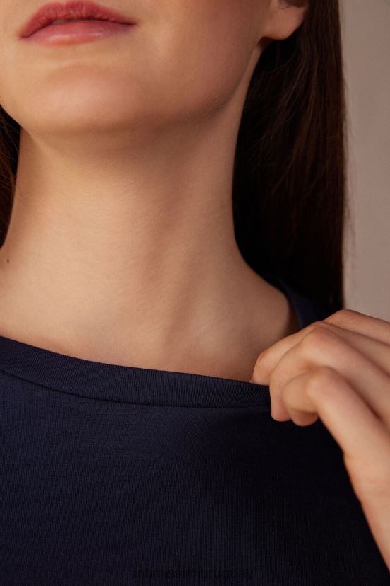 top oversize de algodón supima de manga larga Intimissimi mujer 1467-azul intenso V806B81321 vestir