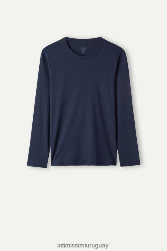 top oversize de algodón supima de manga larga Intimissimi mujer 1467-azul intenso V806B81321 vestir
