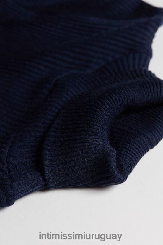 top tubular de manga larga y cuello alto de lana y seda Intimissimi mujer 1467-azul intenso V806B81444 vestir