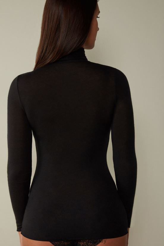 top ultraligero de cachemira y modal con cuello alto Intimissimi mujer 019-negro V806B81447 vestir