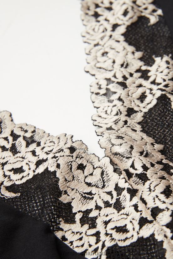 body con cuello en V y flores bonitas Intimissimi mujer 9887-negro/marfil V806B81377 vestir