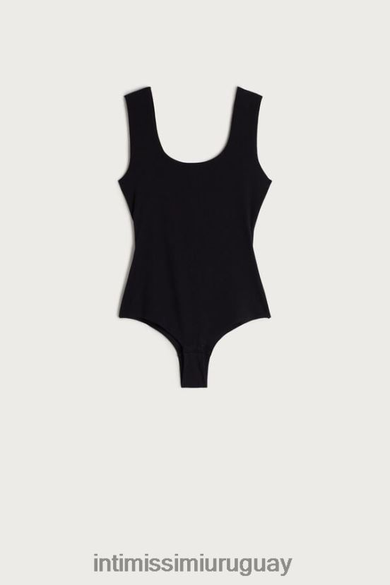 body de algodón supima con cuello redondo Intimissimi mujer 019-negro V806B81427 vestir