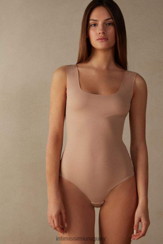 body de algodón supima con cuello redondo Intimissimi mujer 044-beige suave V806B81426 vestir