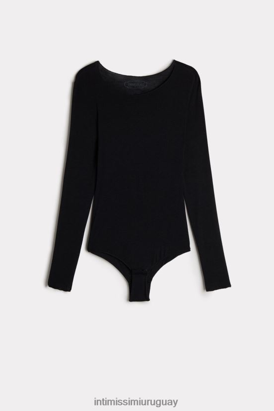 body de manga larga de modal y cachemira Intimissimi mujer 019-negro V806B81451 vestir