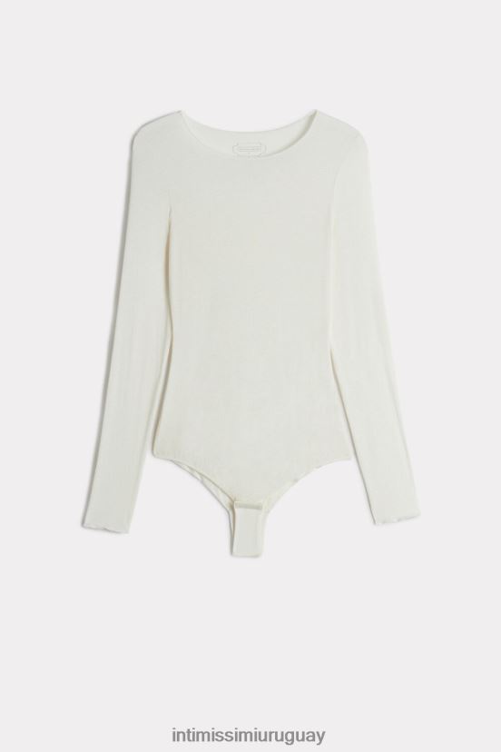 body de manga larga de modal y cachemira Intimissimi mujer 231i-vainilla natural V806B81430 vestir
