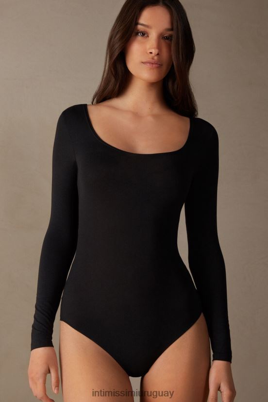 body de modal de manga larga con cuello redondo Intimissimi mujer 019-negro V806B81465 vestir