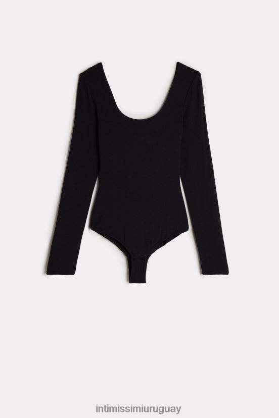 body de modal de manga larga con cuello redondo Intimissimi mujer 019-negro V806B81465 vestir