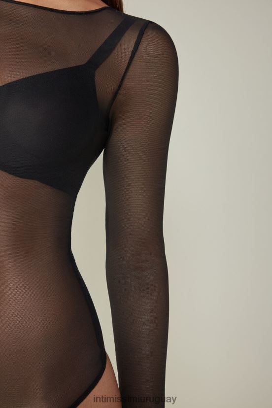 body de tul de manga larga Intimissimi mujer 019-negro V806B81408 vestir