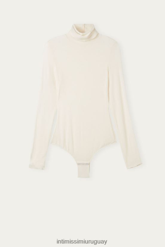 modal ultraligero con cuerpo de cachemir con cuello alto Intimissimi mujer 231i-vainilla natural V806B81382 vestir